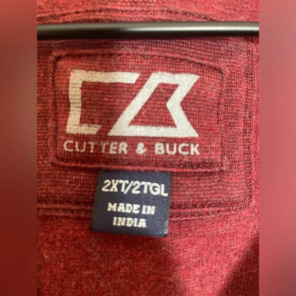 Cutter & Buck Full Zip Maroon Sweatshirt Embroidered Logo Quality Size 2XT EUC - Picture 3 of 9